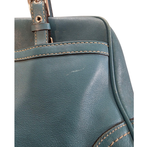 Coach Vintage Soft Smooth Leather Teal Blue Hampton Satchel #F11198 - Picture 5 of 16